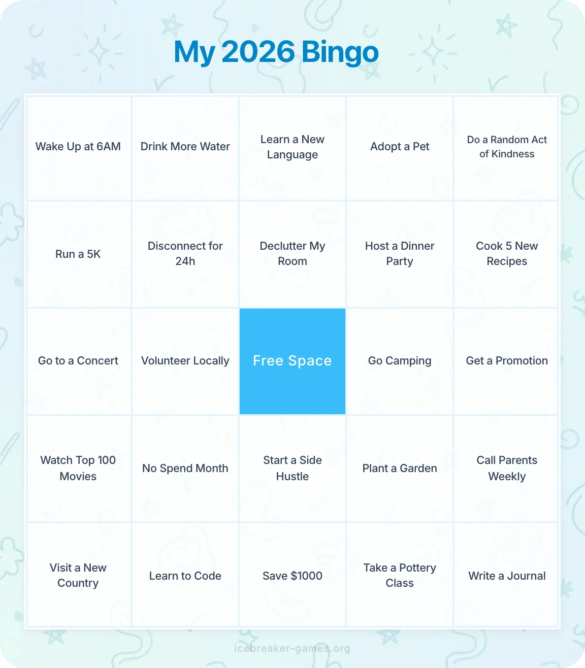 2026 Bingo Cards