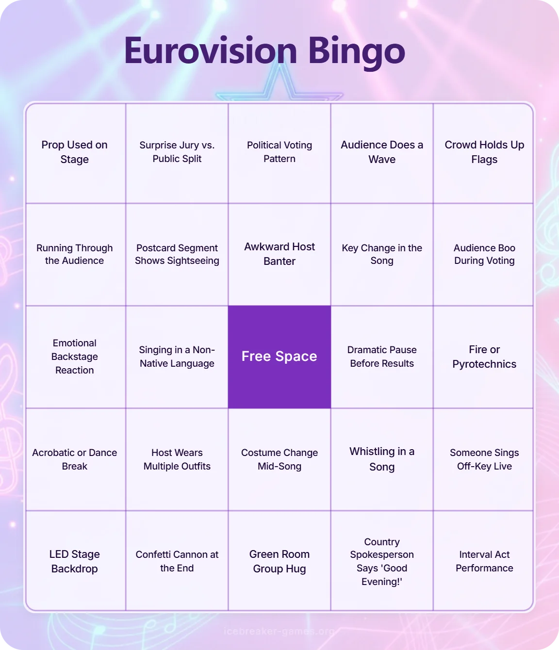 Eurovision-Bingo-Karten