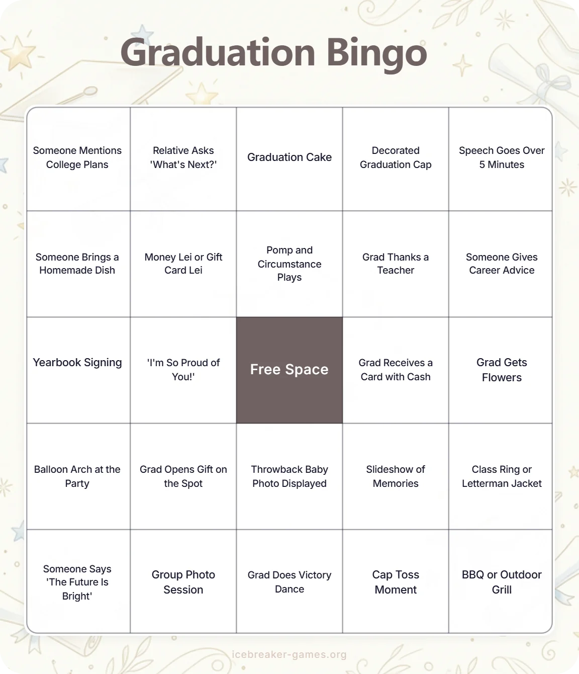 Abschluss-Bingo-Karten